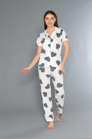 Alperi 780-50 (M-L-XL-XXL) Bayan Viskon Kısa Kollu Pijama Takım 4'lü