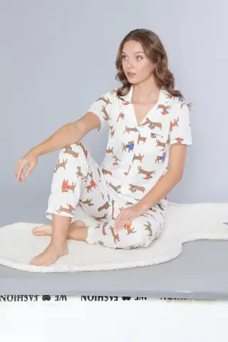 Alperi 780-104 (M-L-XL-XXL) Bayan Viskon Kısa Kollu Pijama Takım 4'lü