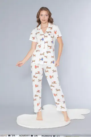 Alperi 780-104 (M-L-XL-XXL) Bayan Viskon Kısa Kollu Pijama Takım 4'lü