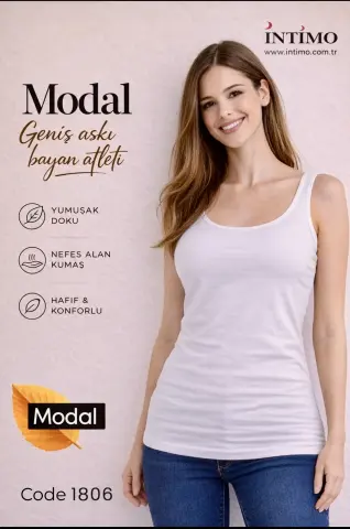İntimo 1806 (S-M-L-XL) Bayan Geniş Askılı Atlet 6'lı