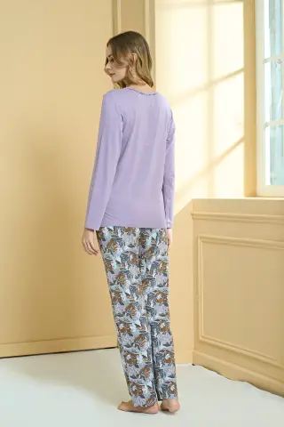Pijadore 2247 (M-L-XL-XXL) Uzun Kollu Bayan Pijama Takım 4'lü