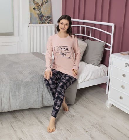 Tekten 5120 Raporlu Bayan Uzun Kollu Pijama Takım 4'lü