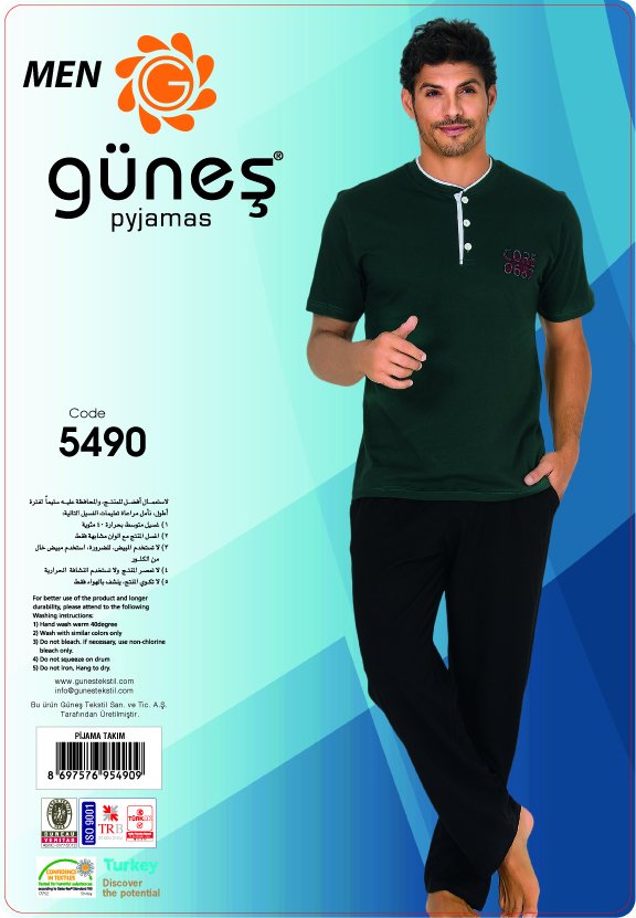 Güneş 5490 Kısa Kollu Erkek Pijama Takımı