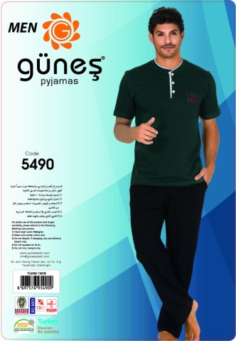 Güneş 5490 Kısa Kollu Erkek Pijama Takımı
