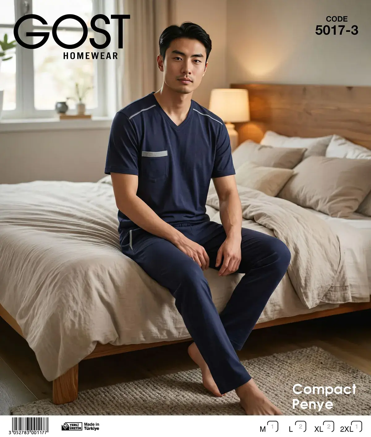 Berin 5017-3 (M-L-XL-XXL) Kısa Kollu Erkek Pijama Takım 6'lı