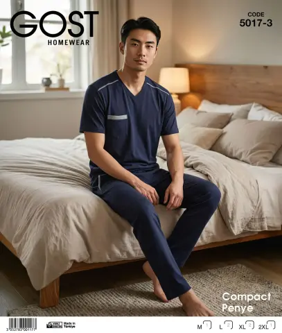 Berin 5017-3 (M-L-XL-XXL) Kısa Kollu Erkek Pijama Takım 6'lı