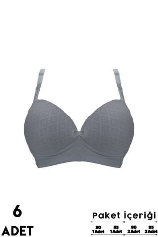 Liza 2150 Beyaz Balensiz Jakarlı B Cup Desteksiz Bayan Sütyen 6'lı