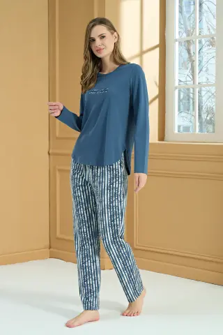 Pijadore 2223 (M-L-XL-XXL) Uzun Kollu Bayan Pijama Takım 4'lü