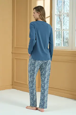 Pijadore 2223 (M-L-XL-XXL) Uzun Kollu Bayan Pijama Takım 4'lü
