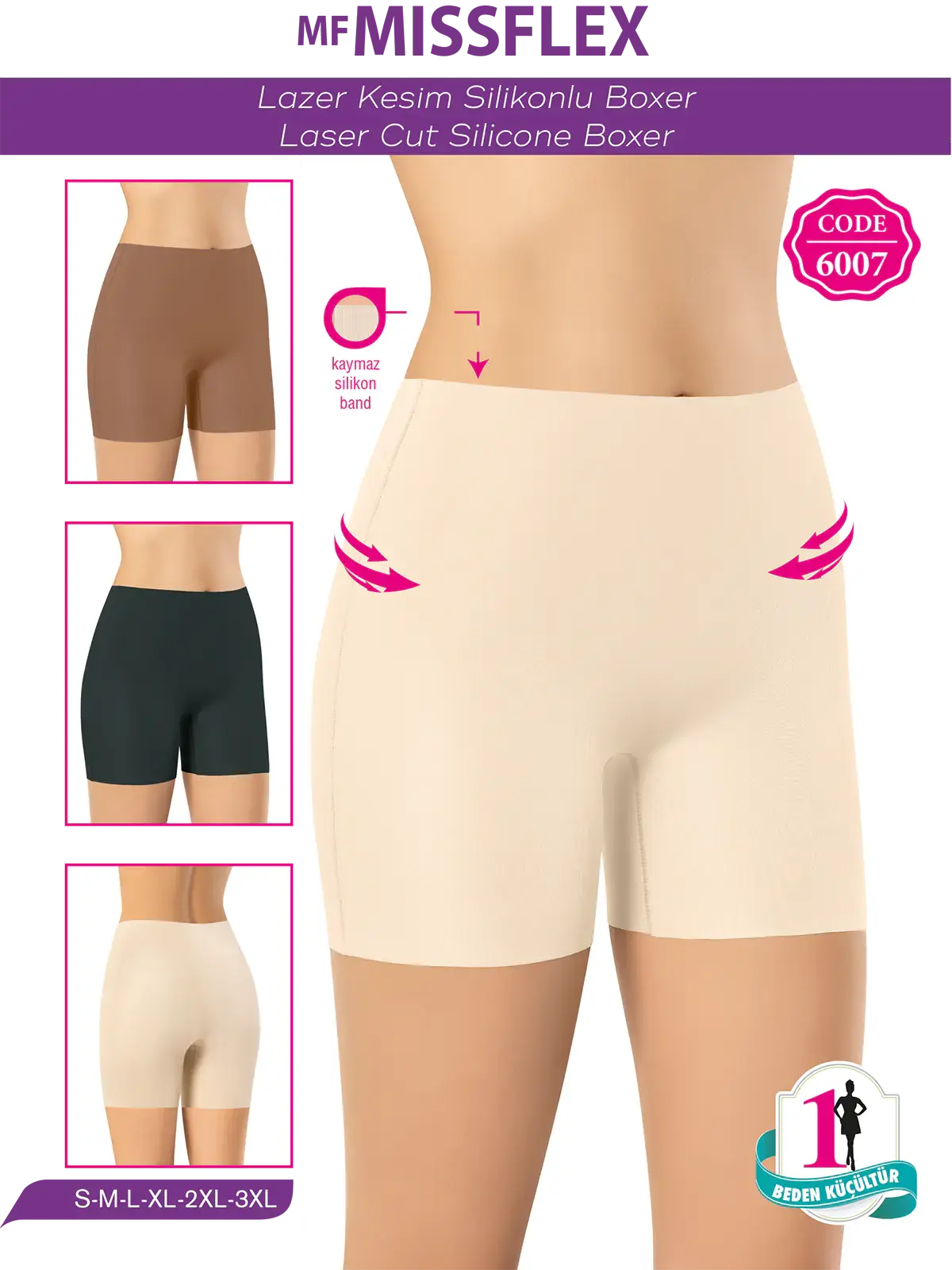 MF MISS FLEX 6007 Lazer Kesim Yüksek Bel Bayan Boxer