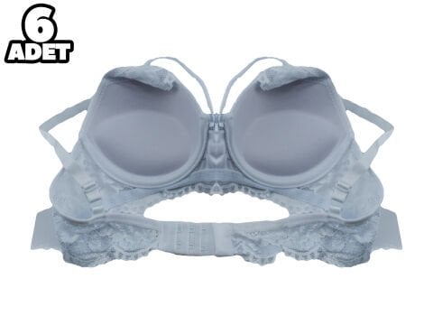 Liza 1025 Balenli Destekli Yarı Dantelli Çapraz Askılı Bayan Sütyen 6'lı