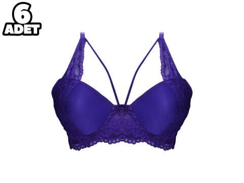 Liza 1025 Balenli Destekli Yarı Dantelli Çapraz Askılı Bayan Sütyen 6'lı