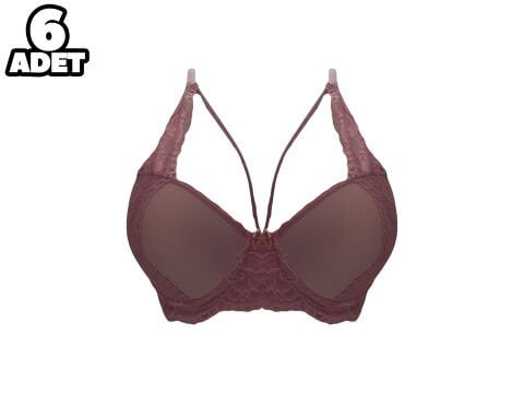 Liza 1025 Balenli Destekli Yarı Dantelli Çapraz Askılı Bayan Sütyen 6'lı