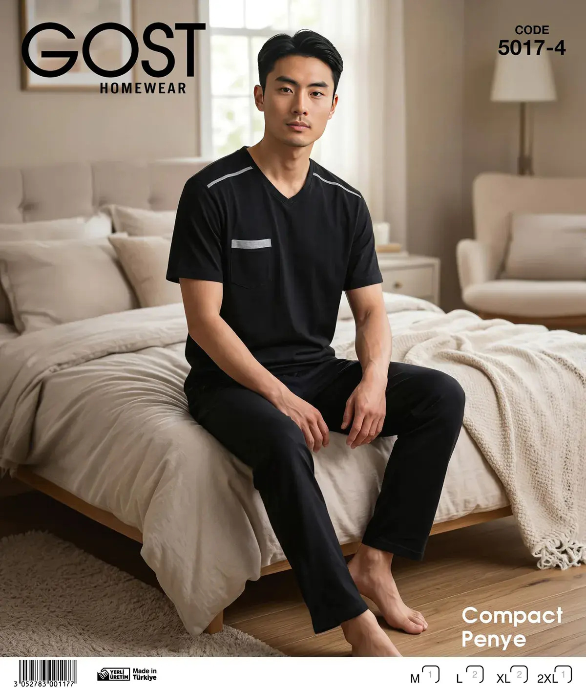 Berin 5017-4 (M-L-XL-XXL) Kısa Kollu Erkek Pijama Takım 6'lı