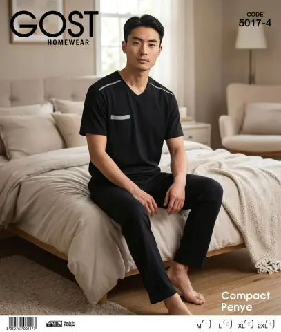 Berin 5017-4 (M-L-XL-XXL) Kısa Kollu Erkek Pijama Takım 6'lı