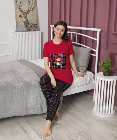 Tekten 4700 Raporlu Bayan Kısa Kollu Pijama Takım 4'lü