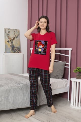 Tekten 4700 Raporlu Bayan Kısa Kollu Pijama Takım 4'lü