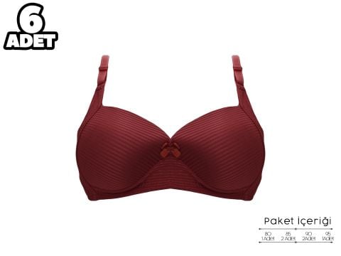 Liza 2150 Gül Kurusu Balensiz Jakarlı B Cup Desteksiz Bayan Sütyen 6'lı