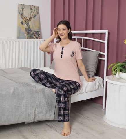 Tekten 4730 Raporlu Bayan Kısa Kollu Pijama Takım 4'lü