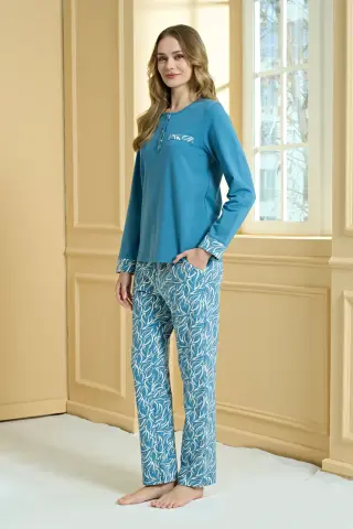 Pijadore 2216 (M-L-XL-XXL) Uzun Kollu Bayan Pijama Takım 4'lü