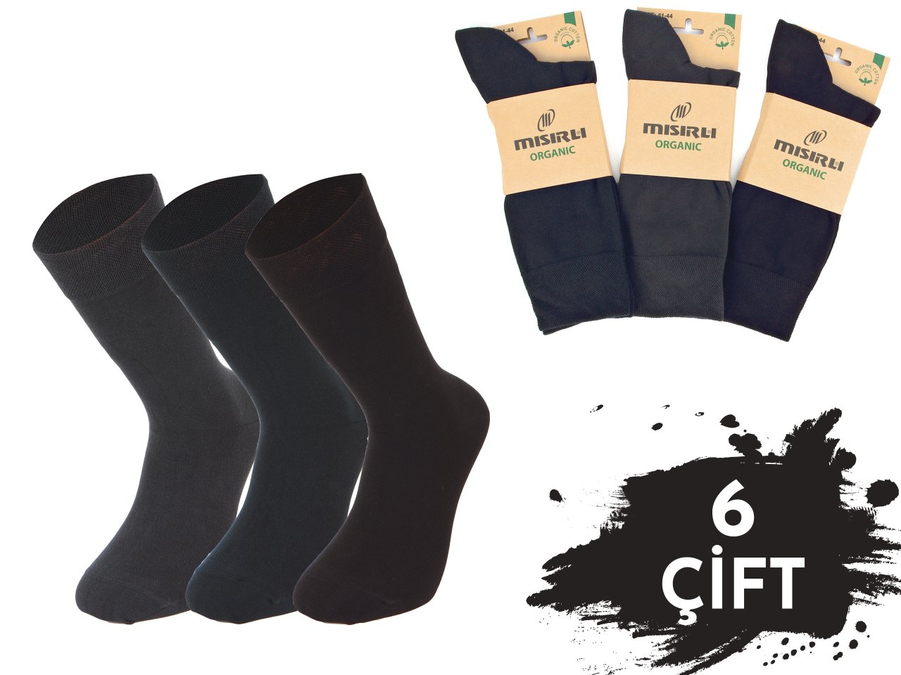 Mısırlı 1220 Organik Pamuk Erkek Çorap 6'lı