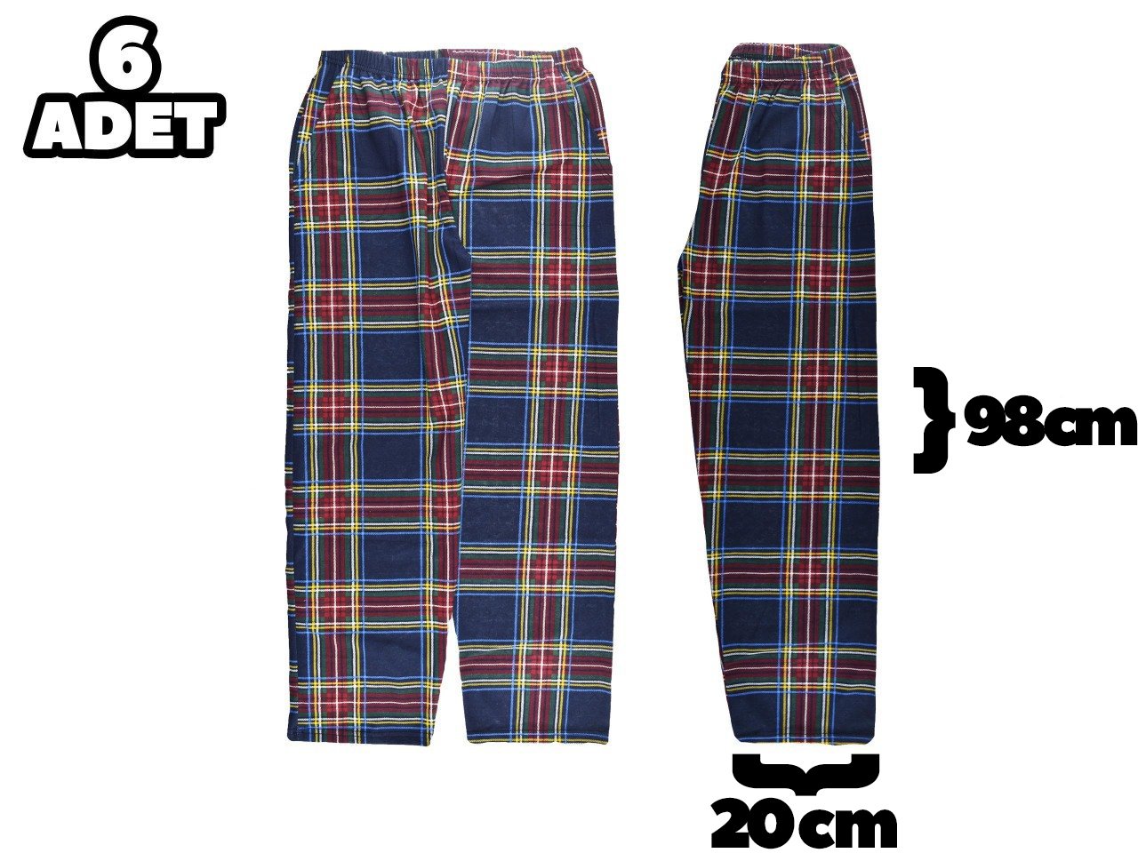 Hilal Yıldız 001 Ekose Cepli Erkek Tek Alt 6'lı