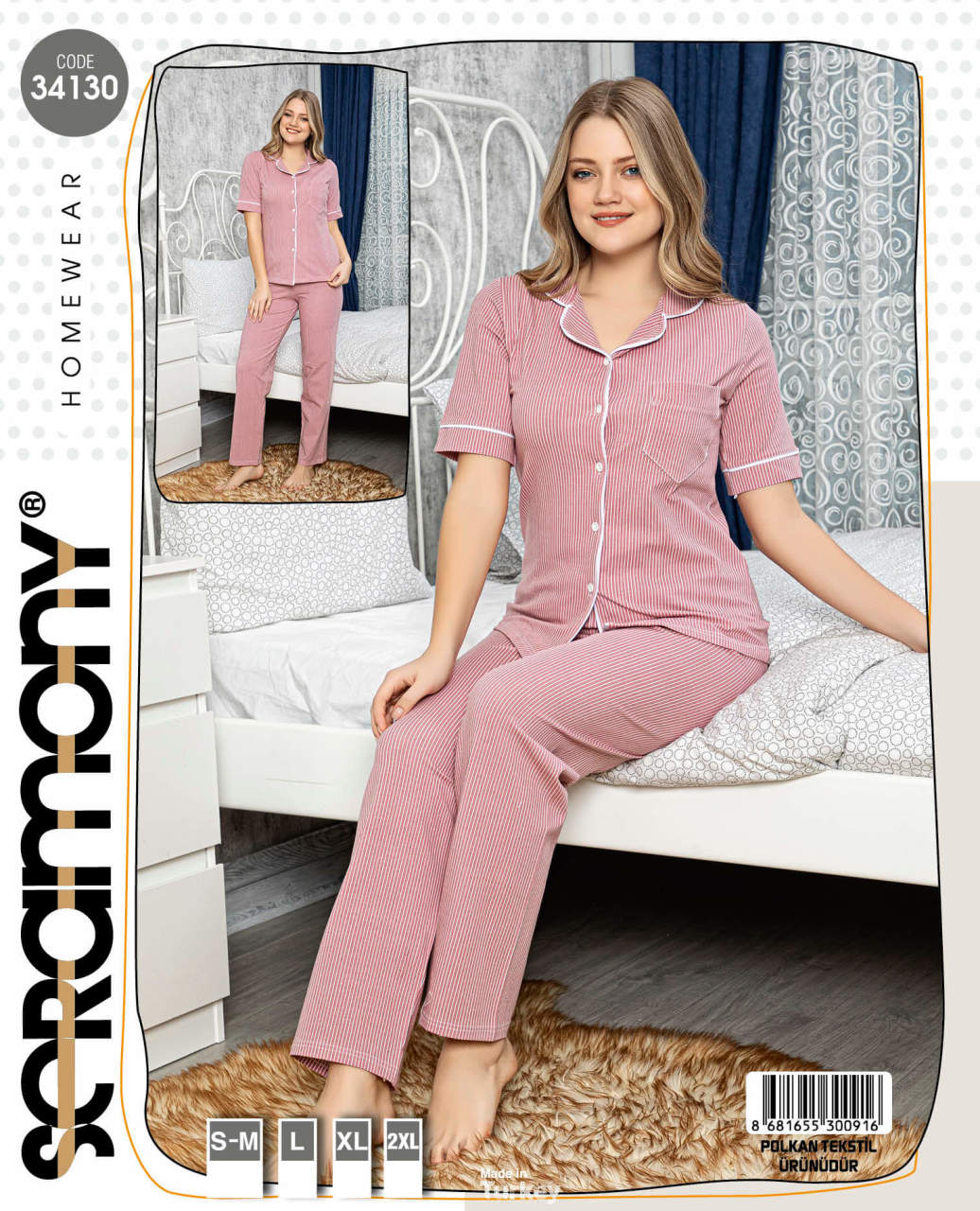 Seramony 34130 Kısa Kollu Düğmeli Bayan Pijama Takımı