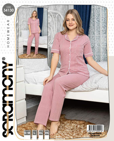 Seramony 34130 Kısa Kollu Düğmeli Bayan Pijama Takımı