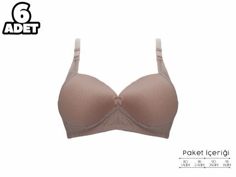 Liza 2150 Pudra Balensiz Jakarlı B Cup Desteksiz Bayan Sütyen 6'lı
