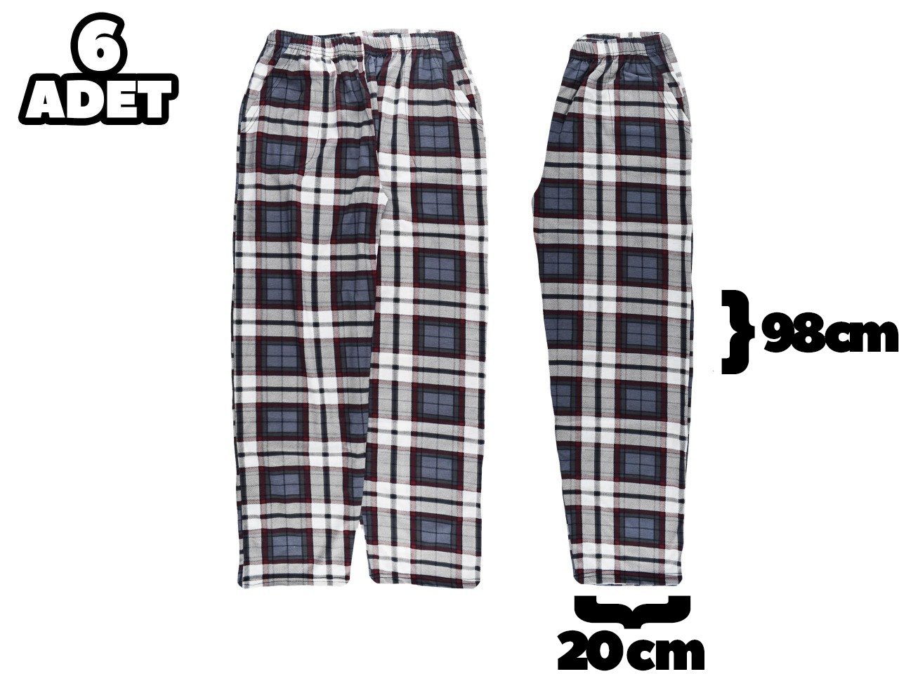 Hilal Yıldız 002 Ekose Cepli Erkek Tek Alt 6'lı