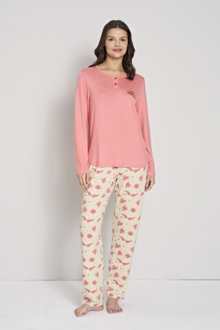 Pijadore 1908 (2XL-3XL-4XL-5XL) Battal Beden Uzun Kollu Bayan Pijama Takım 4'lü SOMON - SERİ-4-LÜ