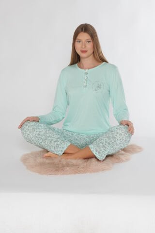 Alperi 790-75 (M-L-XL-XXL) Bayan Uzun Kollu Pijama Takım 4'lü