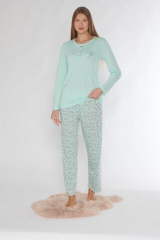 Alperi 790-75 (M-L-XL-XXL) Bayan Uzun Kollu Pijama Takım 4'lü