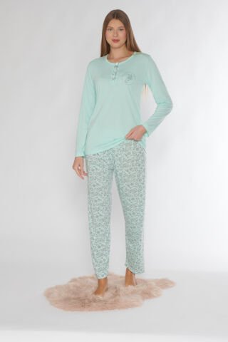 Alperi 790-75 (M-L-XL-XXL) Bayan Uzun Kollu Pijama Takım 4'lü