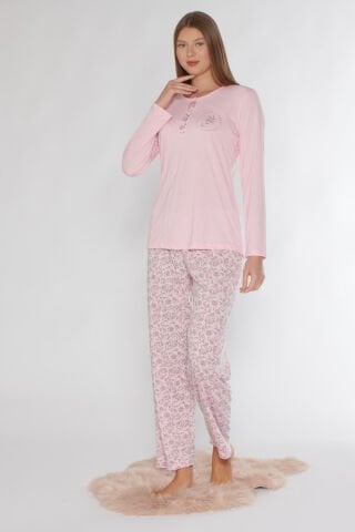 Alperi 790-75 (M-L-XL-XXL) Bayan Uzun Kollu Pijama Takım 4'lü