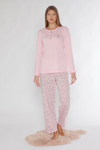 Alperi 790-75 (M-L-XL-XXL) Bayan Uzun Kollu Pijama Takım 4'lü