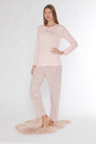 Alperi 790-75 (M-L-XL-XXL) Bayan Uzun Kollu Pijama Takım 4'lü