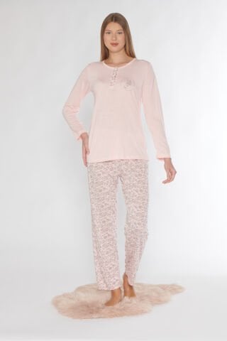 Alperi 790-75 (M-L-XL-XXL) Bayan Uzun Kollu Pijama Takım 4'lü