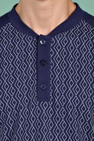 Pijadore 1933 (M-L-XL-XXL) Uzun Kollu Erkek Pijama Takım 4'lü LACİVERT - M-L-XL-XXL