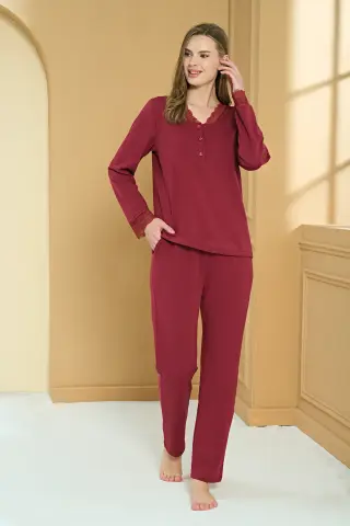 Pijadore 2205 (M-L-XL-XXL) Uzun Kollu Bayan Pijama Takım 4'lü