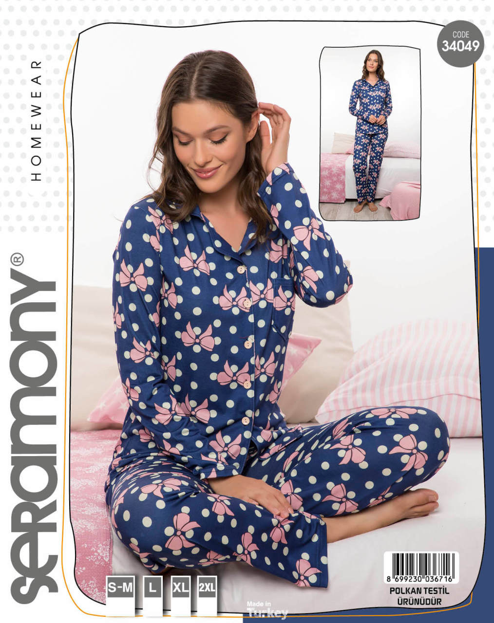 Seramony 34049 Kısa Kollu Düğmeli Bayan Pijama Takımı