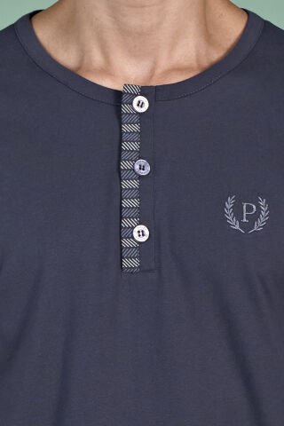 Pijadore 1934 (M-L-XL-XXL) Uzun Kollu Erkek Pijama Takım 4'lü FÜME - M-L-XL-XXL