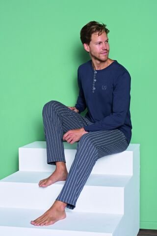 Pijadore 1934 (M-L-XL-XXL) Uzun Kollu Erkek Pijama Takım 4'lü FÜME - M-L-XL-XXL