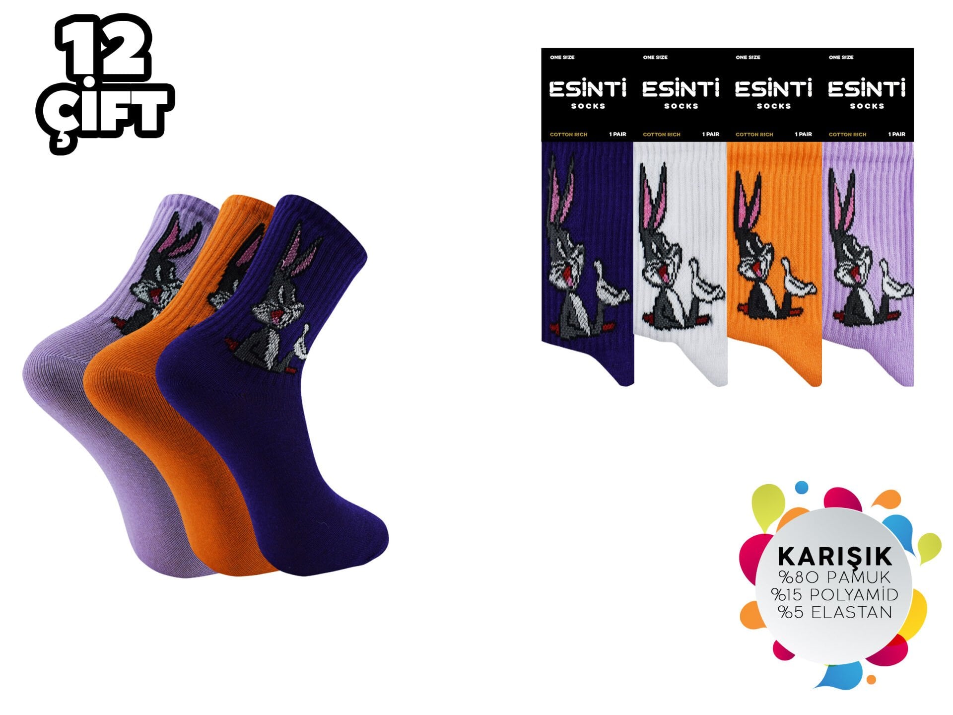 Esinti 20-7 Bayan Kolej Çorap 12'li