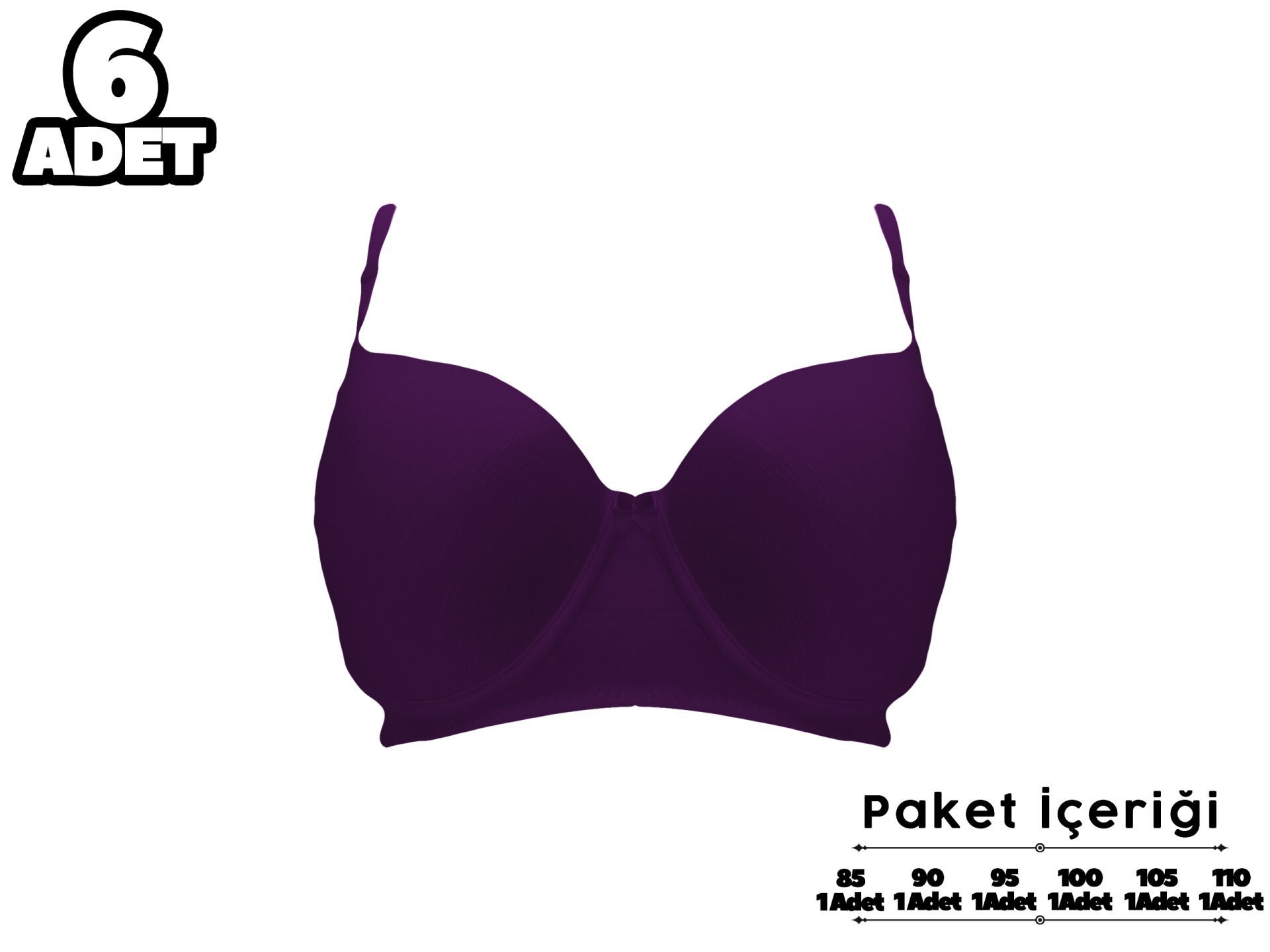 Liza 2110 C Cup Balenli Desteksiz Bayan Sütyen 6'lı