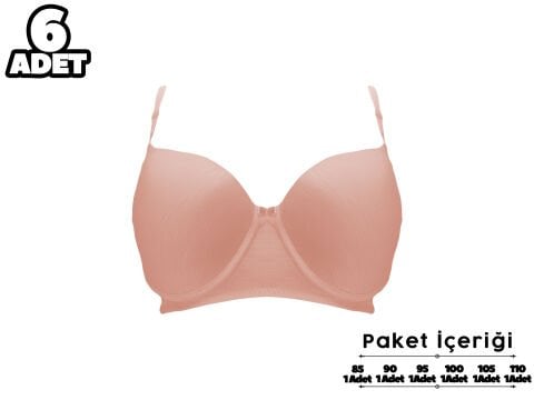 Liza 2110 C Cup Balenli Desteksiz Bayan Sütyen 6'lı