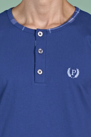 Pijadore 1936 (M-L-XL-XXL) Uzun Kollu Erkek Pijama Takım 4'lü MAVİ - M-L-XL-XXL