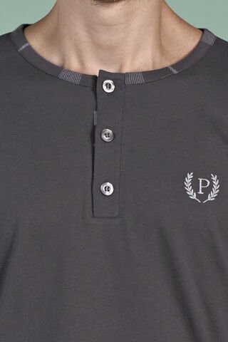 Pijadore 1936 (M-L-XL-XXL) Uzun Kollu Erkek Pijama Takım 4'lü FÜME - M-L-XL-XXL