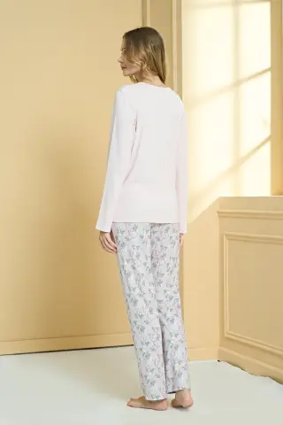 Pijadore 2242 (M-L-XL-XXL) Uzun Kollu Bayan Pijama Takım 4'lü