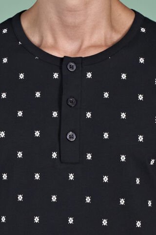 Pijadore 1929 (M-L-XL-XXL) Uzun Kollu Erkek Pijama Takım 4'lü SİYAH - M-L-XL-XXL